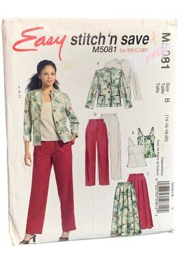 McCalls M5081 Sewing Pattern Womens Jacket Shirt Pant Skirt Size 14-16-18-20 unc